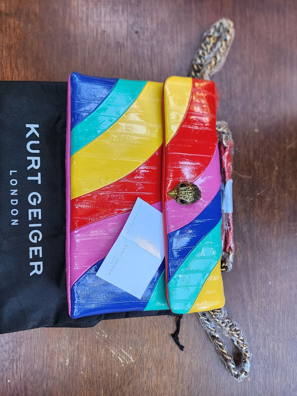 Kurt Geiger London Rainbow Wave Leather Kensington Bag NWT - Picture 8 of 15